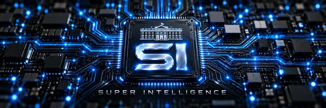 SI chip header: official Super Intelligence $SI graphic for x and telegram header